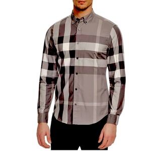 Burberry Brit Men’s Size Large Exploded Check Long Sleeve Button Down Shirt